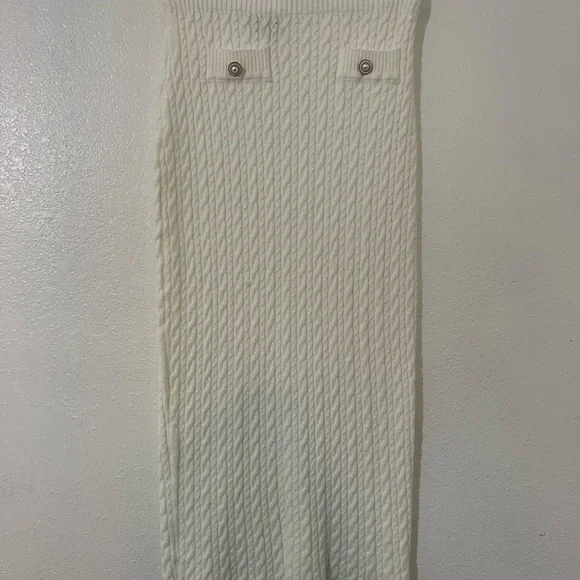 High Waist | Cream | Ribbed Maxi Pencil Skirt | Sz L  NWOT - Picture 2 of 9